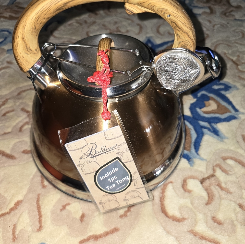 Balduzzi Copper & Stainless Steel Tea Kettle with Tea Tong